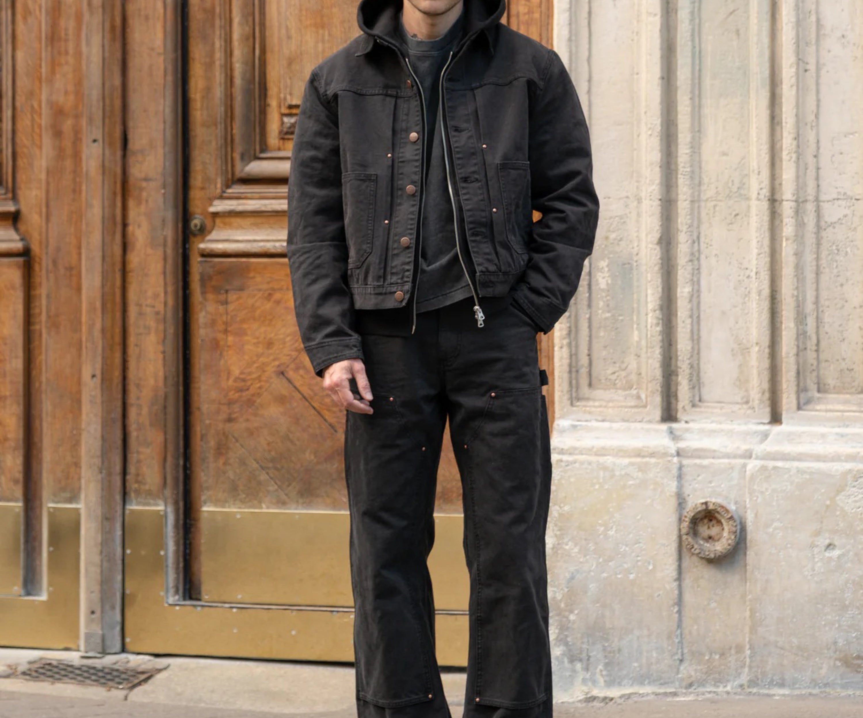 THE PLEATED RIVET JACKET Coats & Jackets X-SMALL / BLACK - BRUT Clothing US