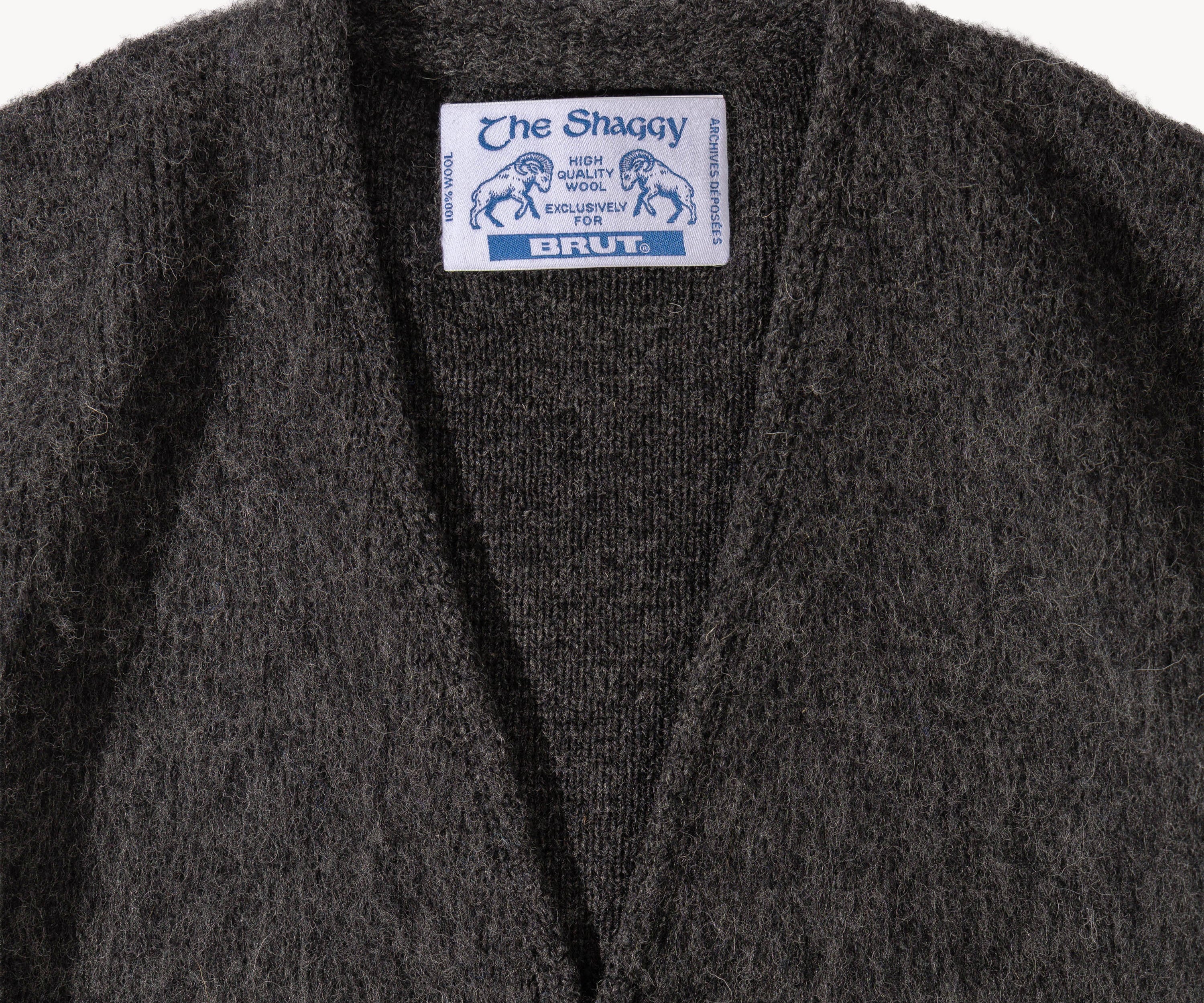THE SHAGGY CARDIGAN Knitwear SMALL / CHARCOAL - BRUT Clothing US