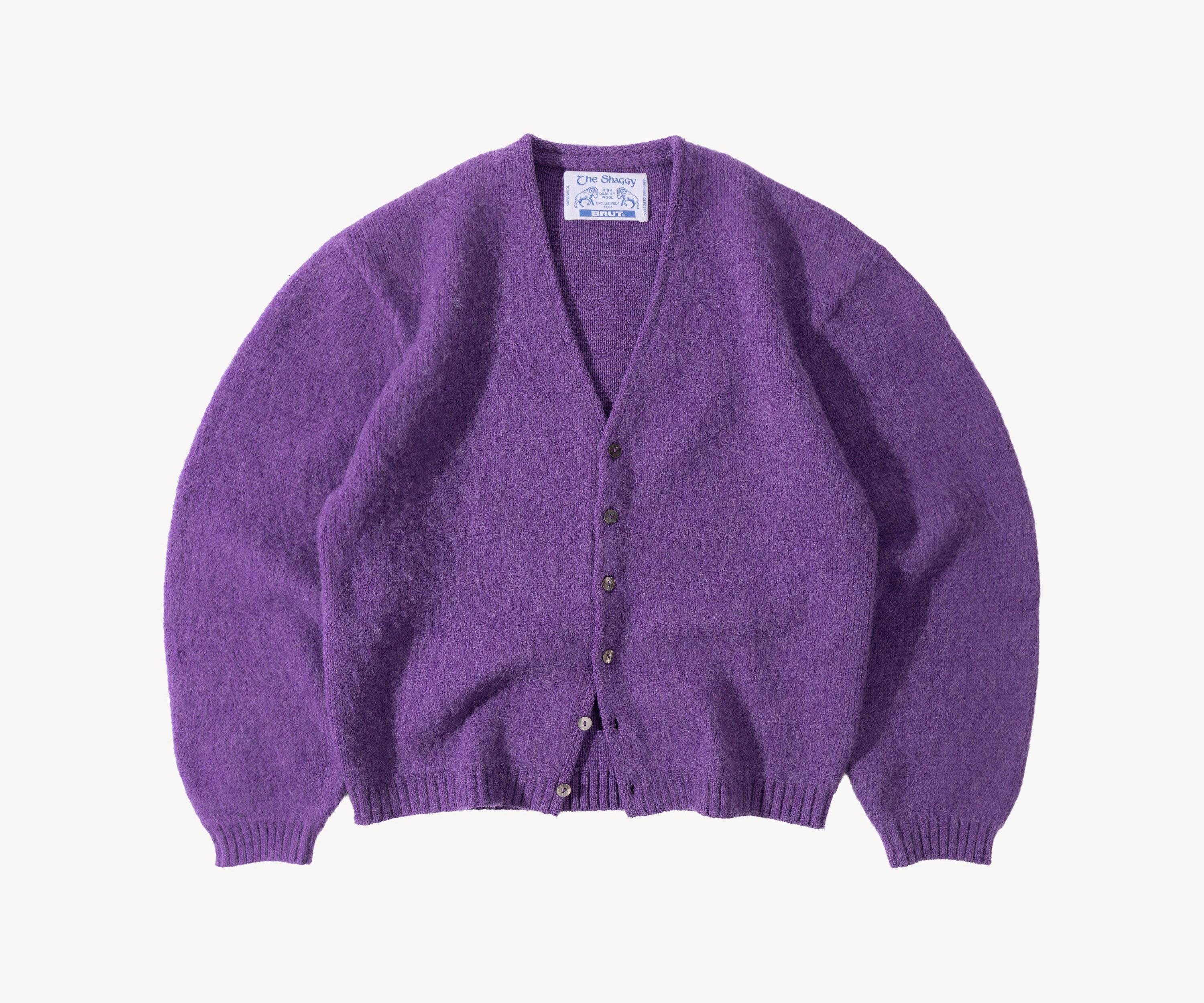 THE SHAGGY CARDIGAN Knitwear SMALL / PURPLE - BRUT Clothing US