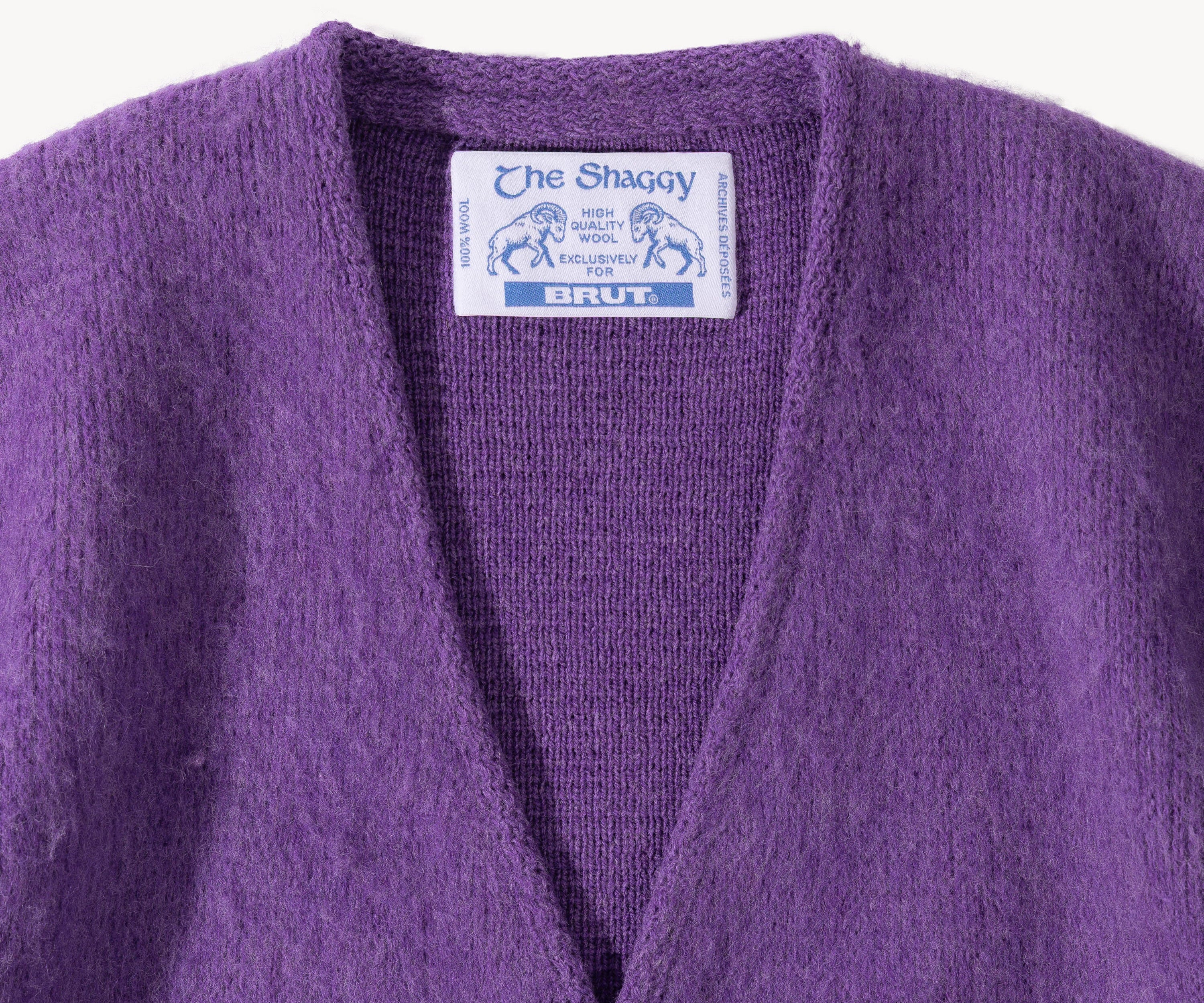 THE SHAGGY CARDIGAN Knitwear SMALL / PURPLE - BRUT Clothing US