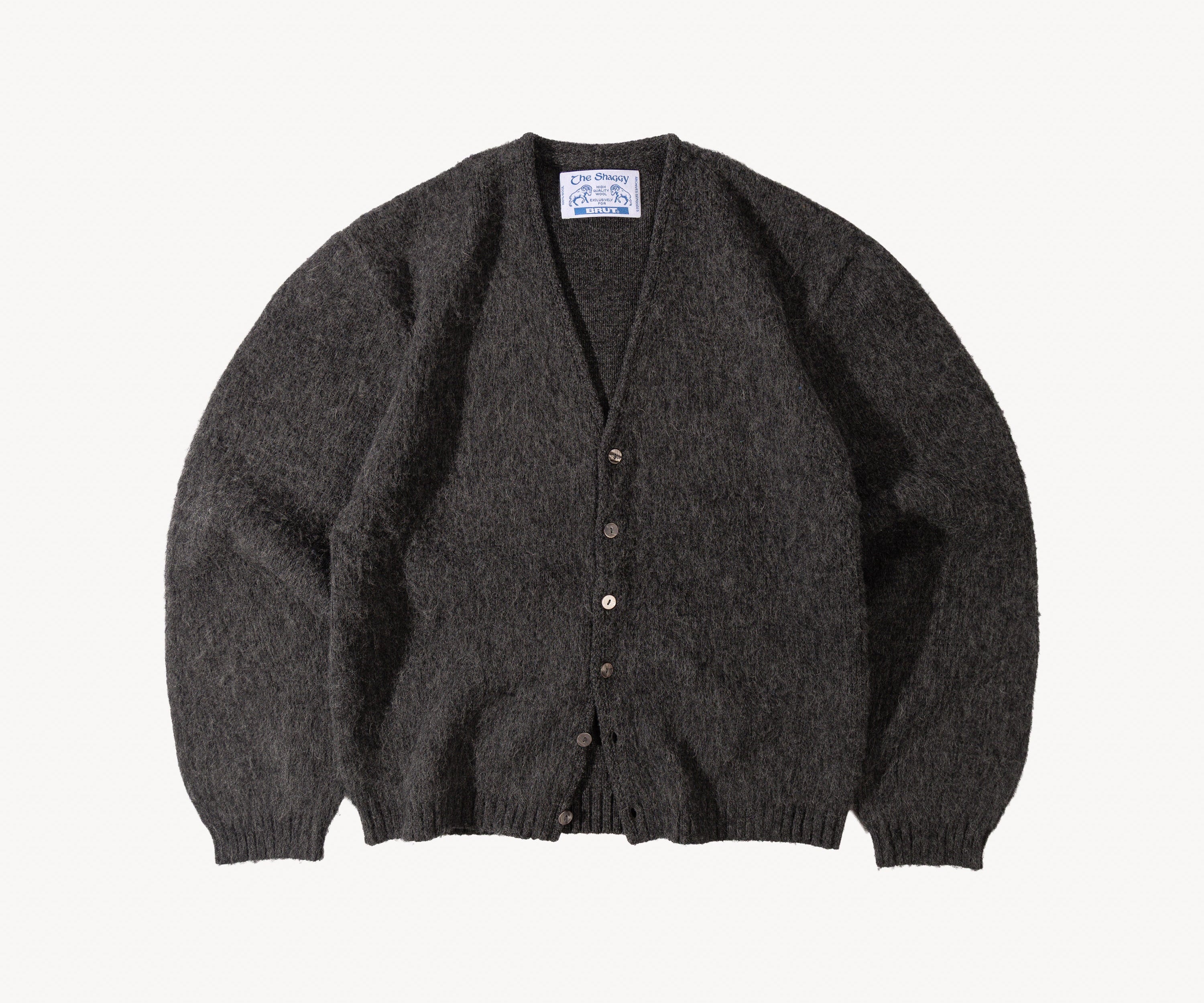 THE SHAGGY CARDIGAN Knitwear SMALL / CHARCOAL - BRUT Clothing US