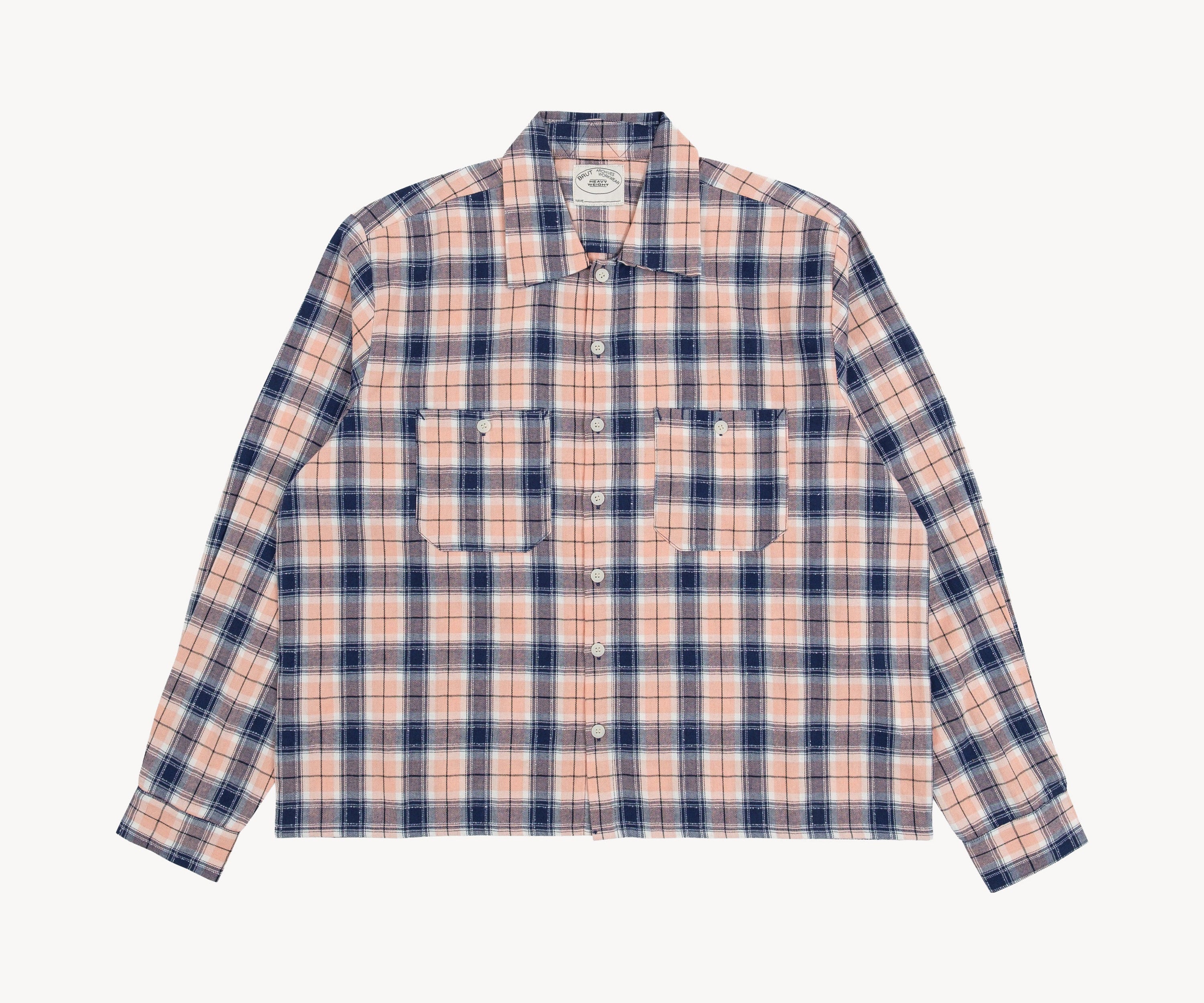 THE OVERSIZED WORK SHIRT Shirts X-SMALL / NAVY / PINK - BRUT Clothing US