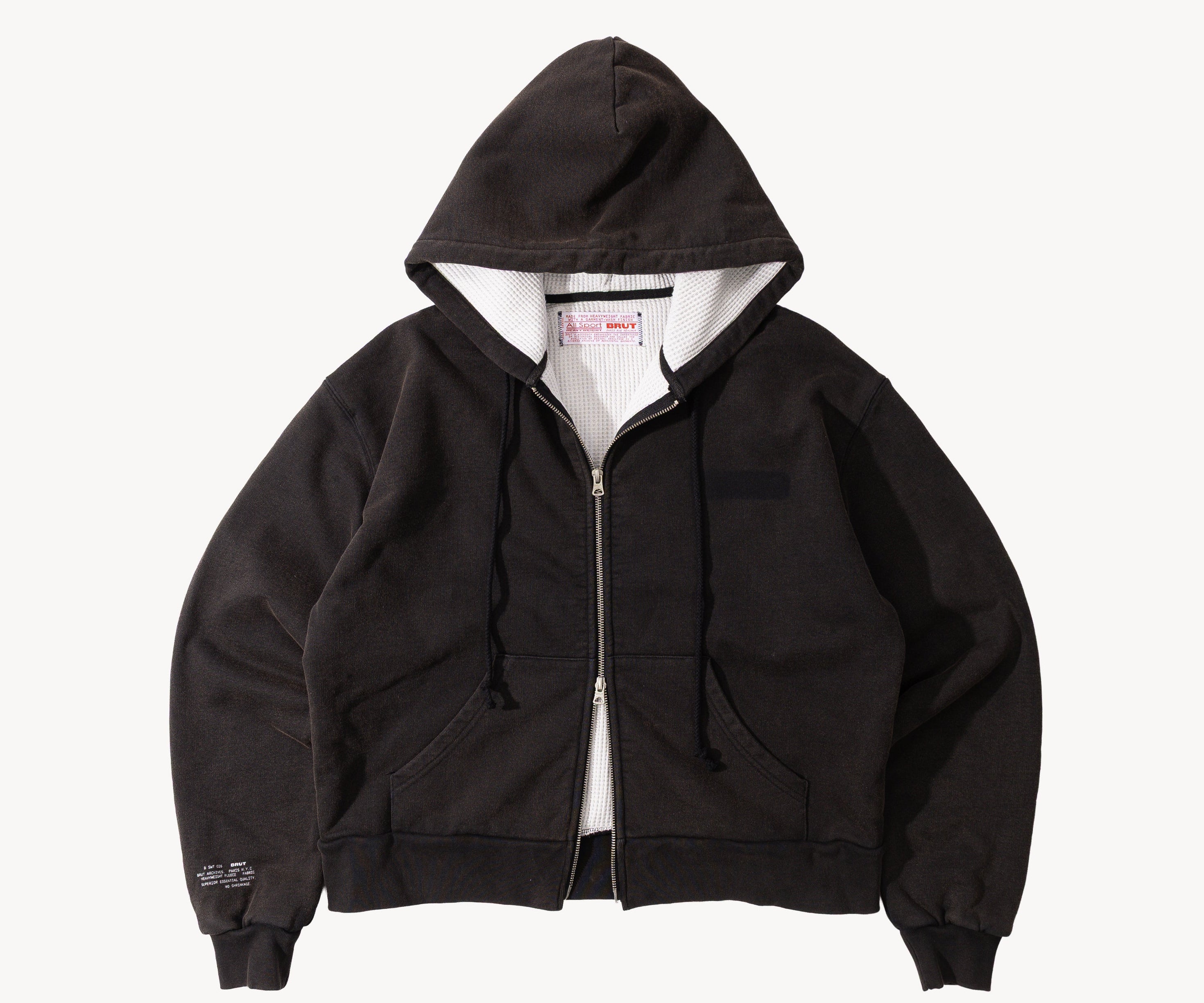 THE RAGGED THERMAL HOODIE Sweatshirts X-SMALL / FADED BLACK - BRUT Clothing US