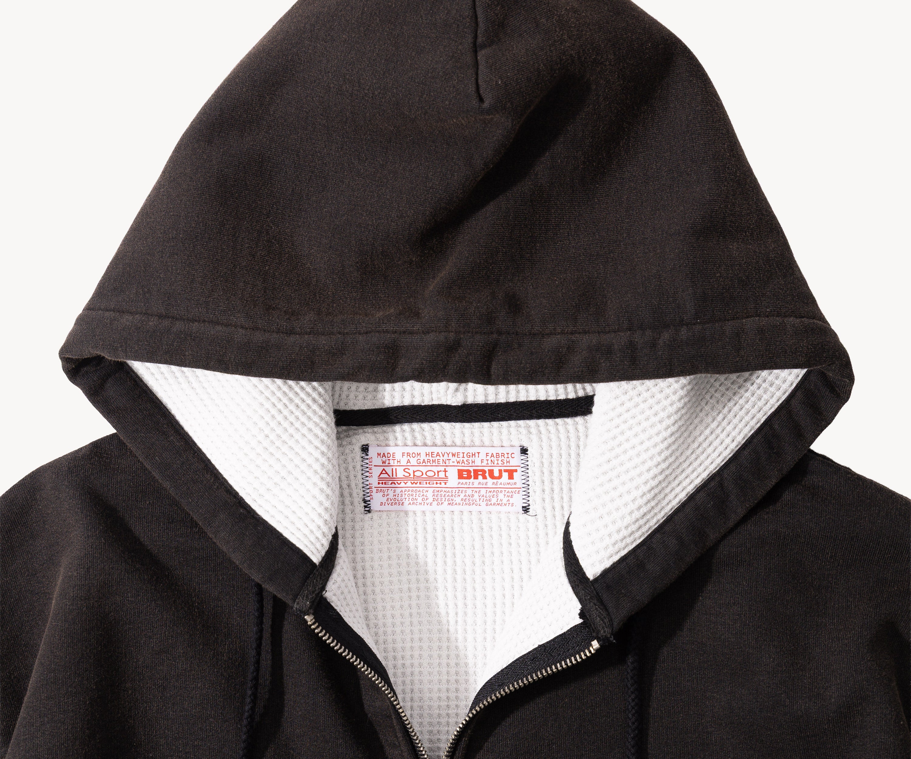 THE RAGGED THERMAL HOODIE Sweatshirts X-SMALL / FADED BLACK - BRUT Clothing US