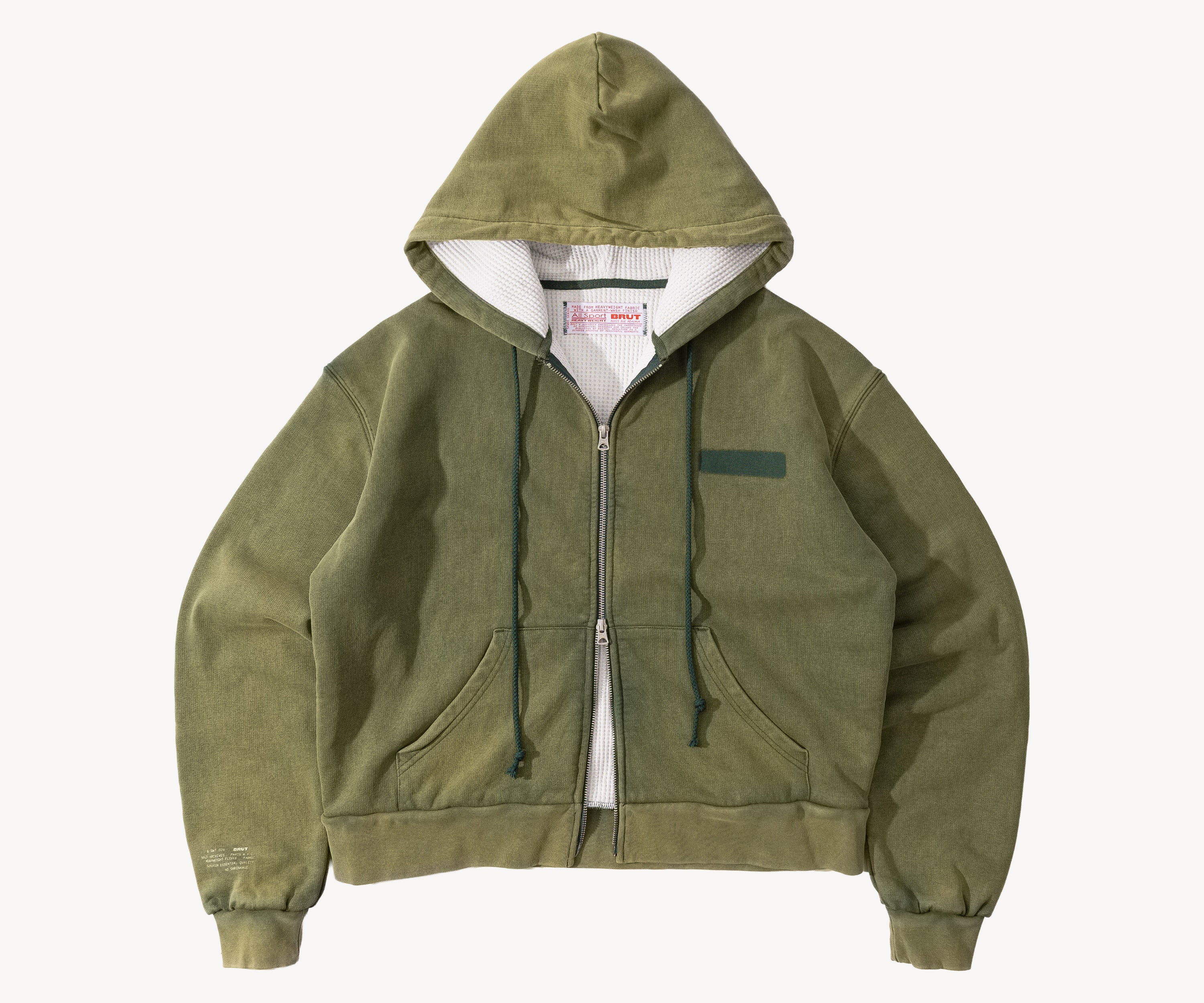 THE RAGGED THERMAL HOODIE Sweatshirts X-SMALL / FADED GREEN - BRUT Clothing US