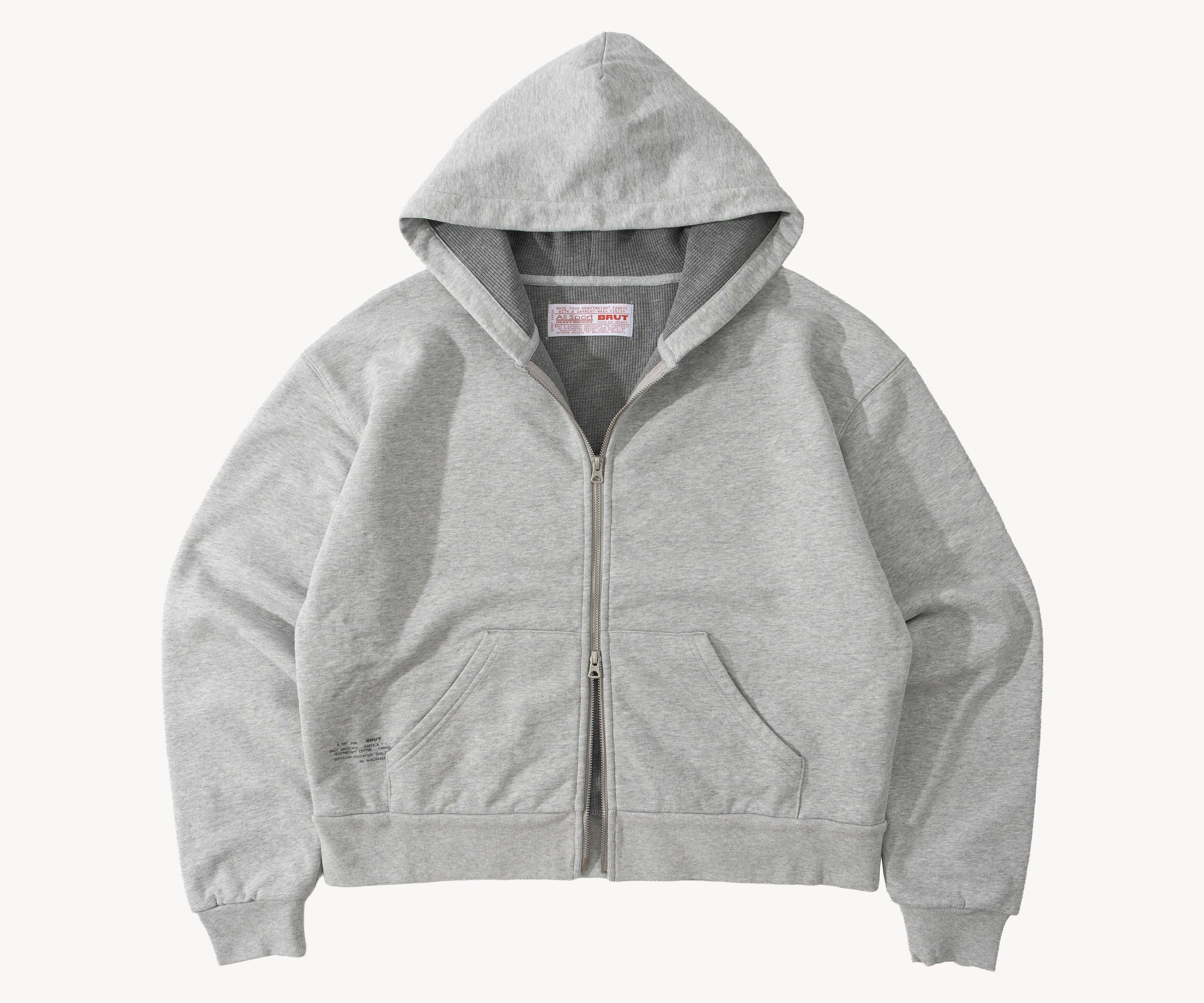 THE THERMAL ZIP SWEAT Sweatshirts X-SMALL / HEATHER GREY - BRUT Clothing US