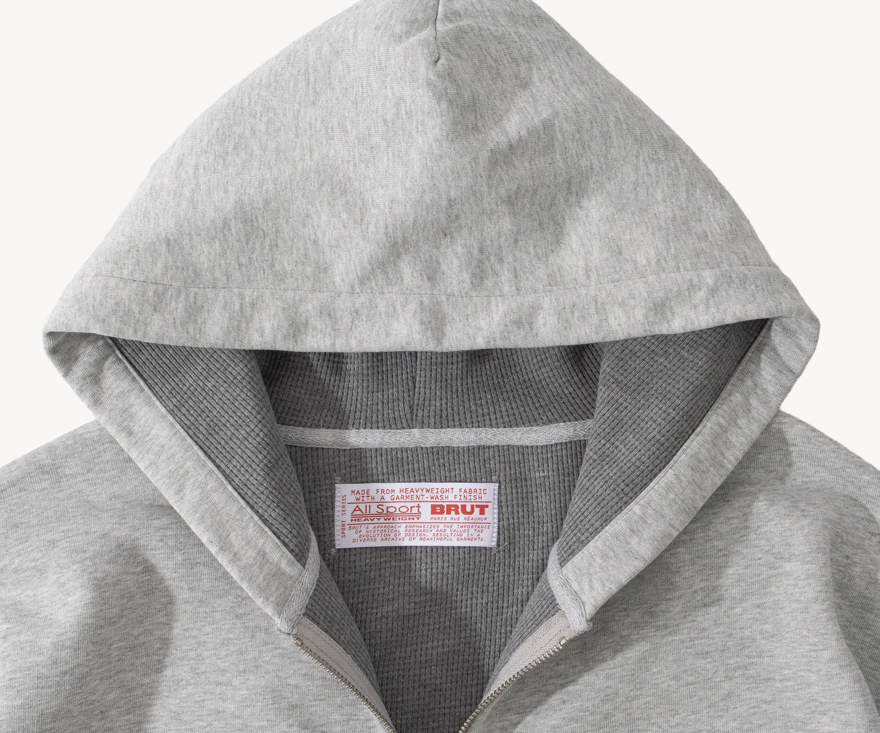 THE THERMAL ZIP SWEAT Sweatshirts X-SMALL / HEATHER GREY - BRUT Clothing US