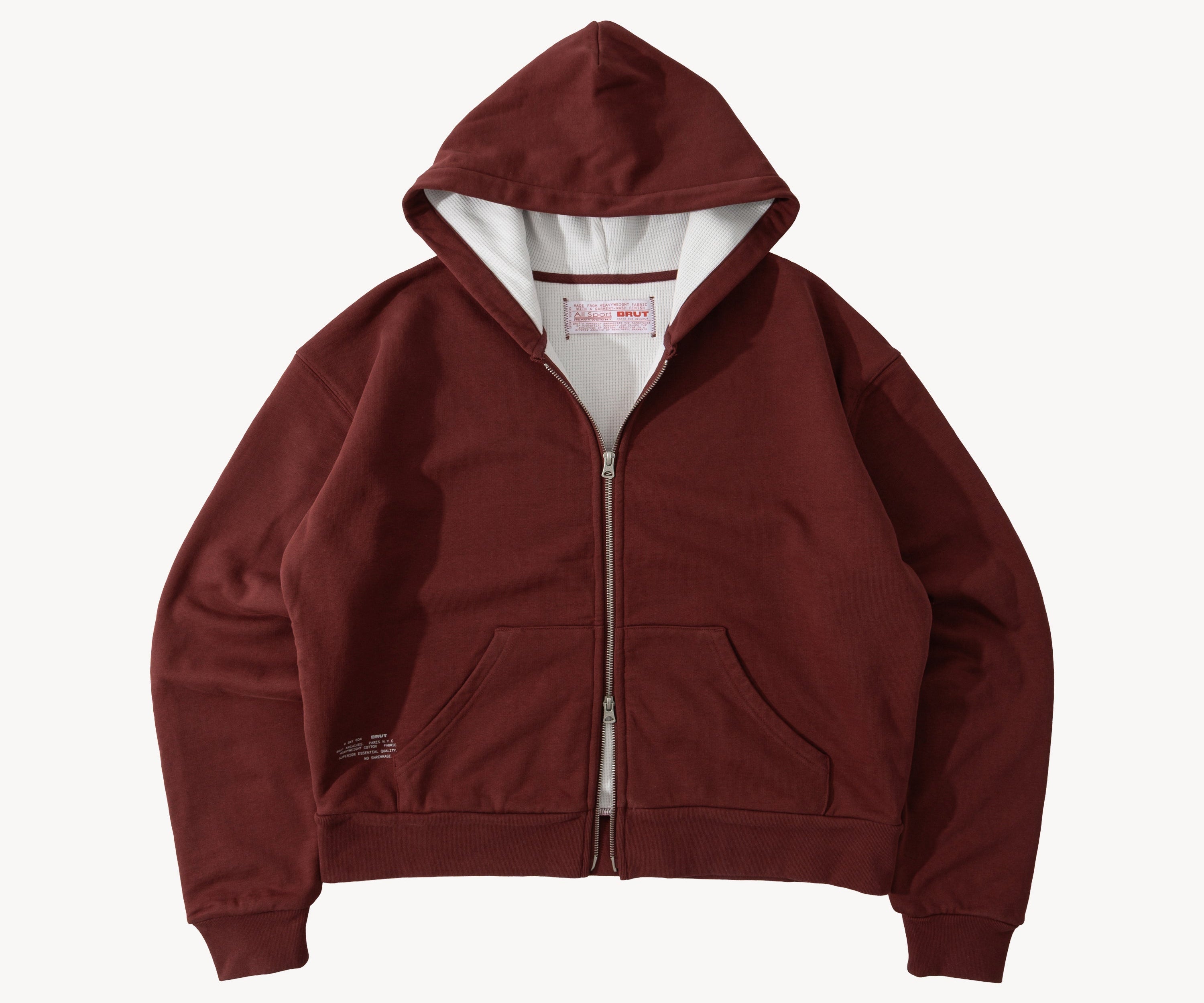 THE THERMAL ZIP SWEAT Sweatshirts X-SMALL / HARVARD BURGUNDY - BRUT Clothing US