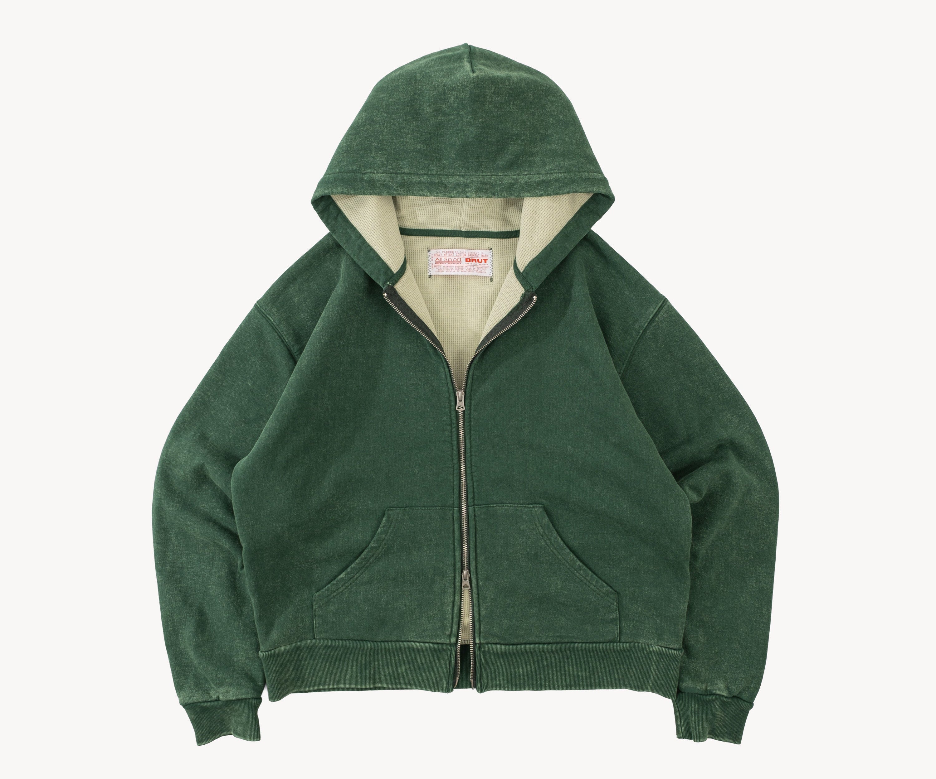 THE THERMAL ZIP SWEAT Sweatshirts X-SMALL / DUSTY GREEN - BRUT Clothing US