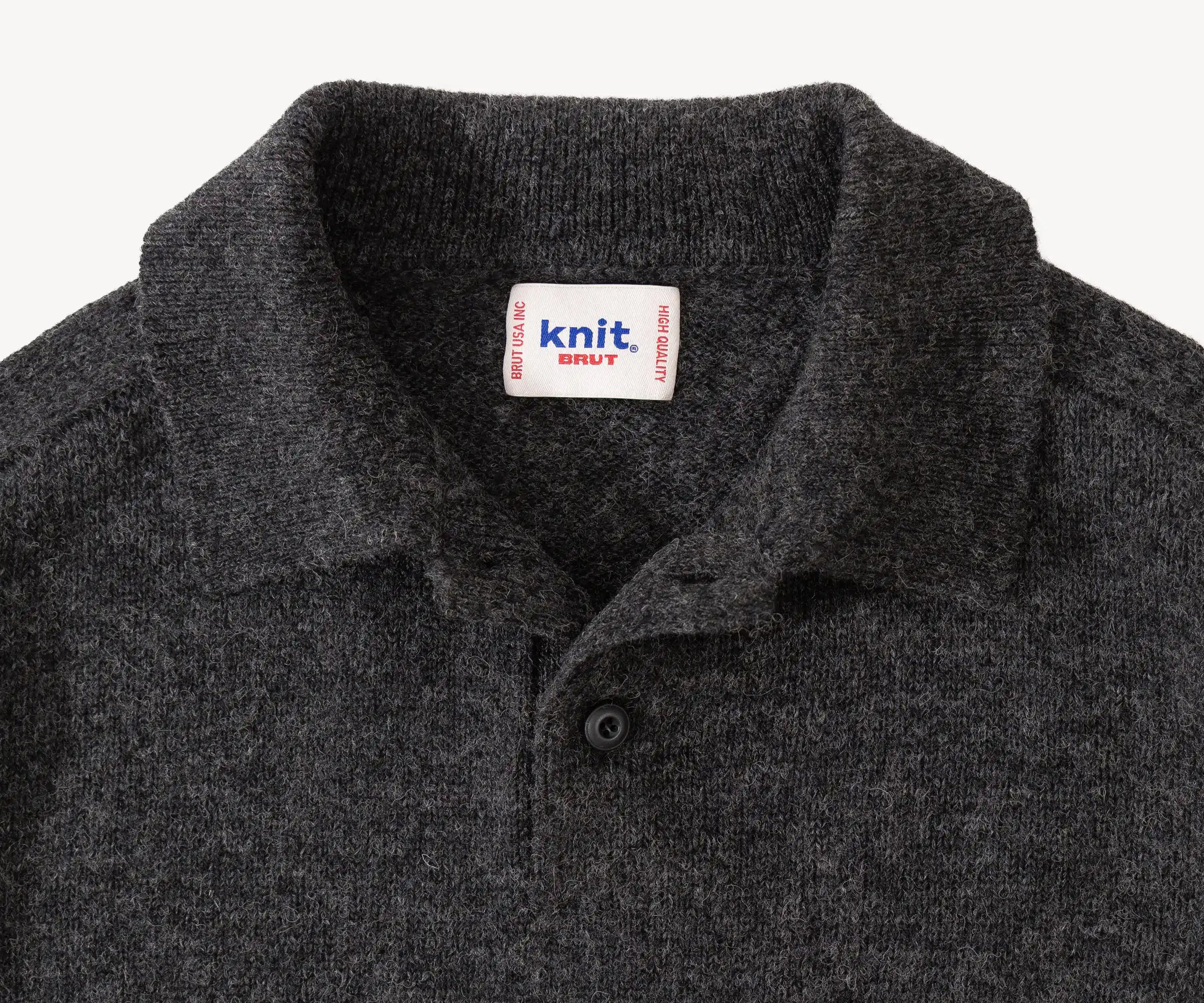 THE BEST SHETLAND POLO Knitwear X-SMALL / CHARCOAL - BRUT Clothing US