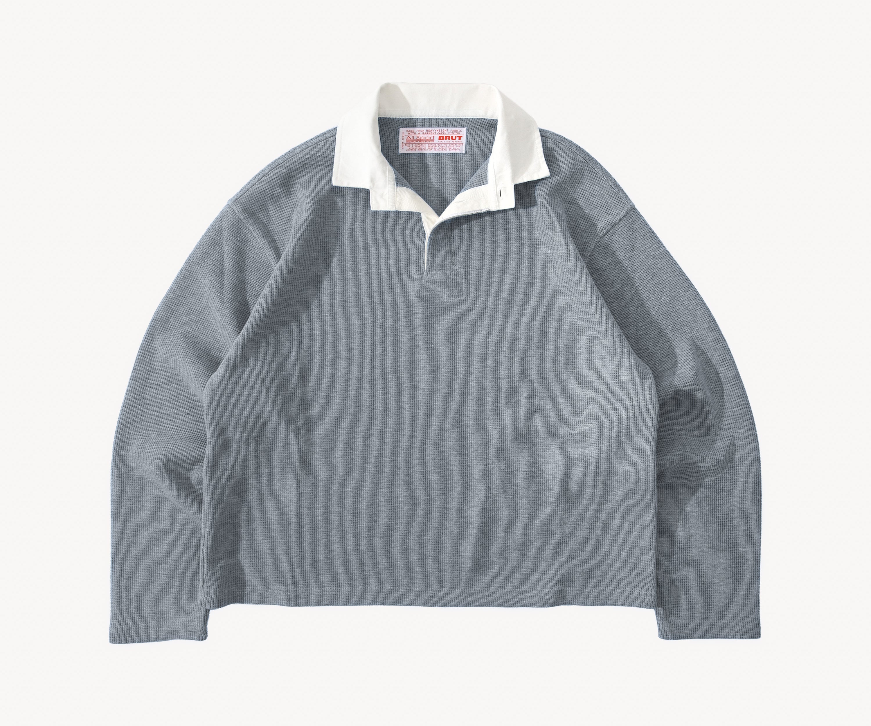 THE THERMAL POLO Knitwear X-SMALL / DUSTY BLUE - BRUT Clothing US