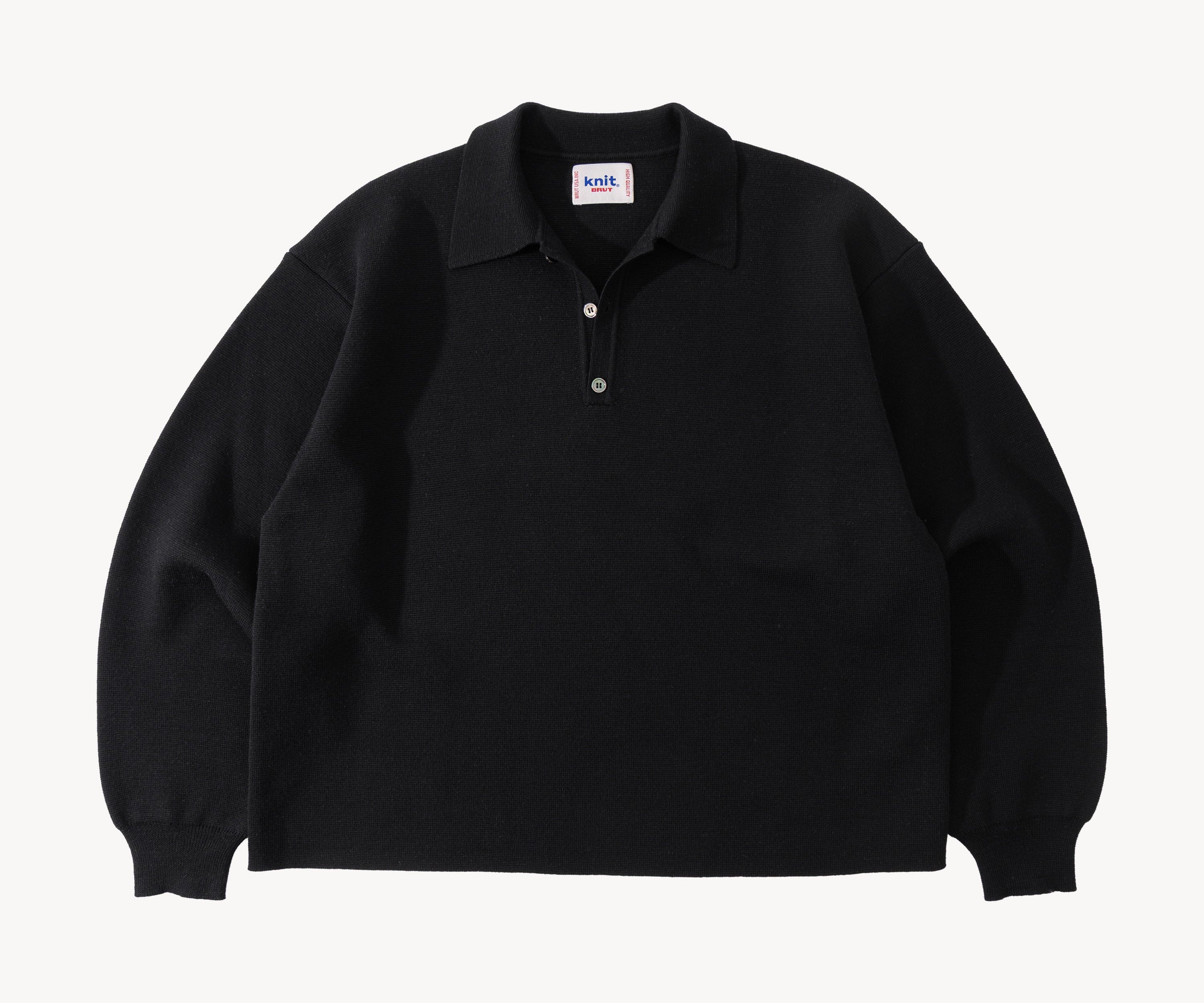 THE THREE BUTTONS POLO Knitwear X-SMALL / BLACK - BRUT Clothing US