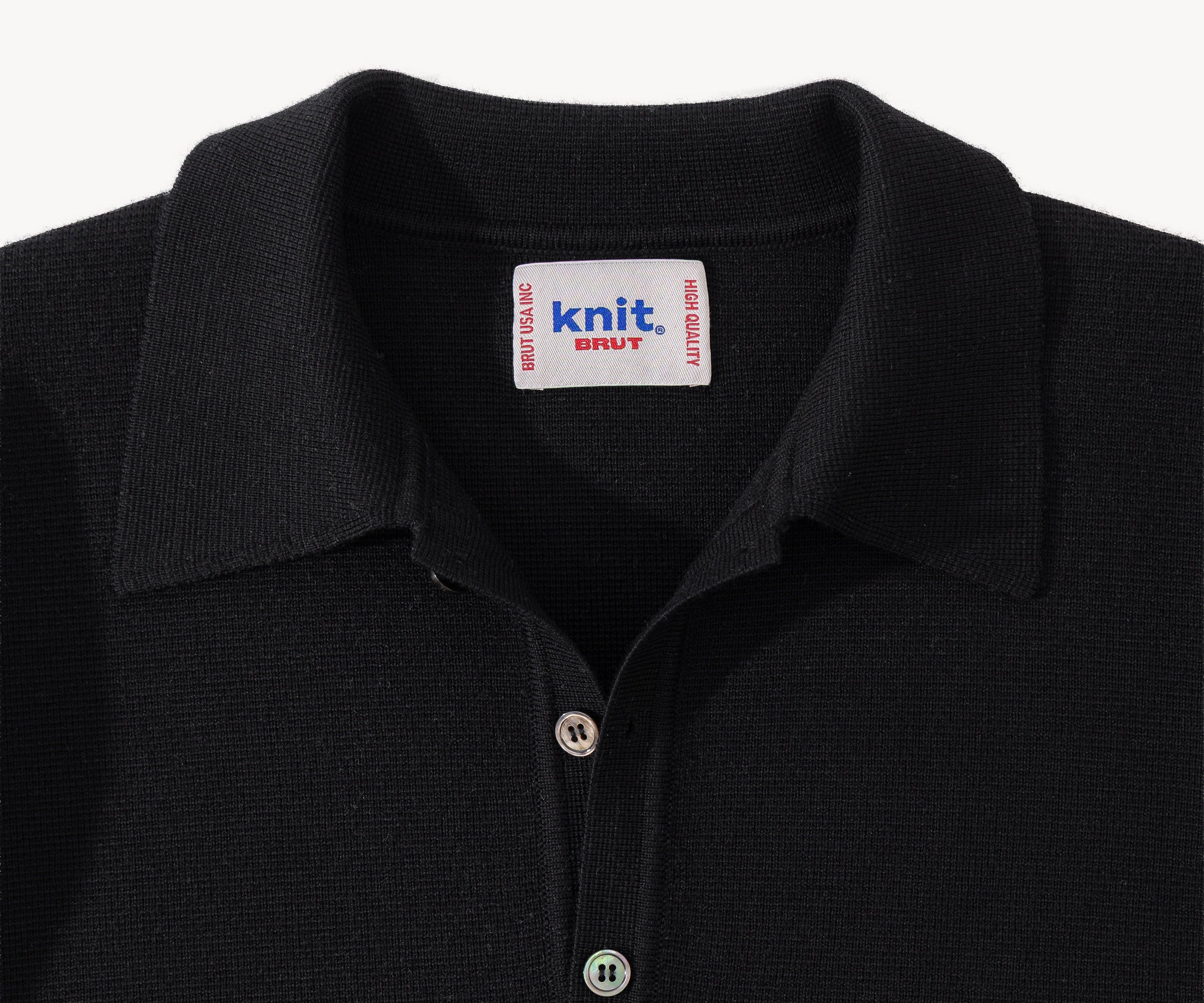 THE THREE BUTTONS POLO Knitwear X-SMALL / BLACK - BRUT Clothing US