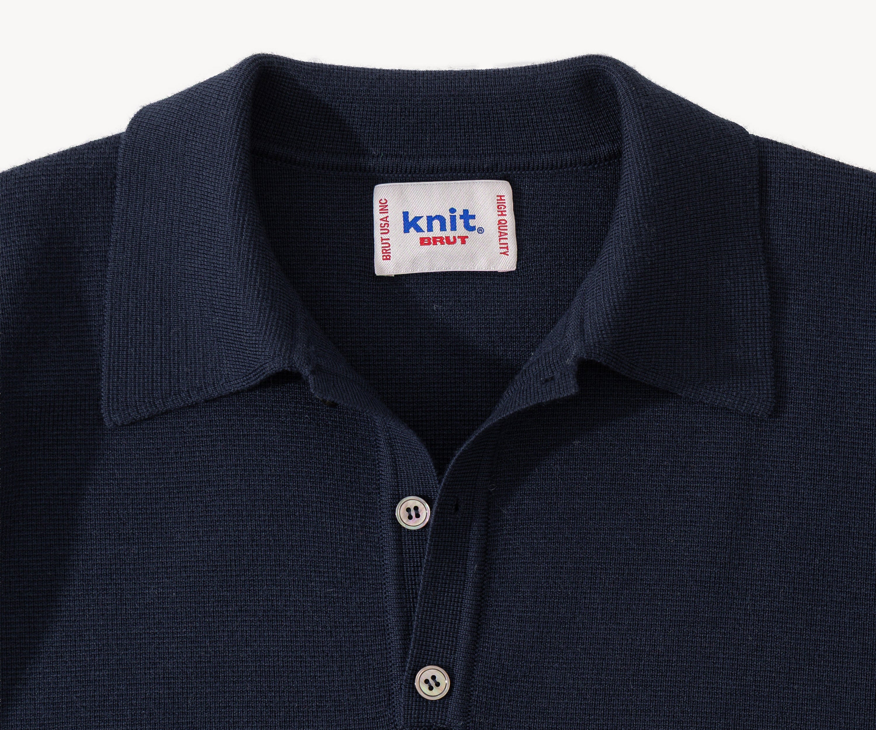 THE THREE BUTTONS POLO Knitwear X-SMALL / NAVY - BRUT Clothing US