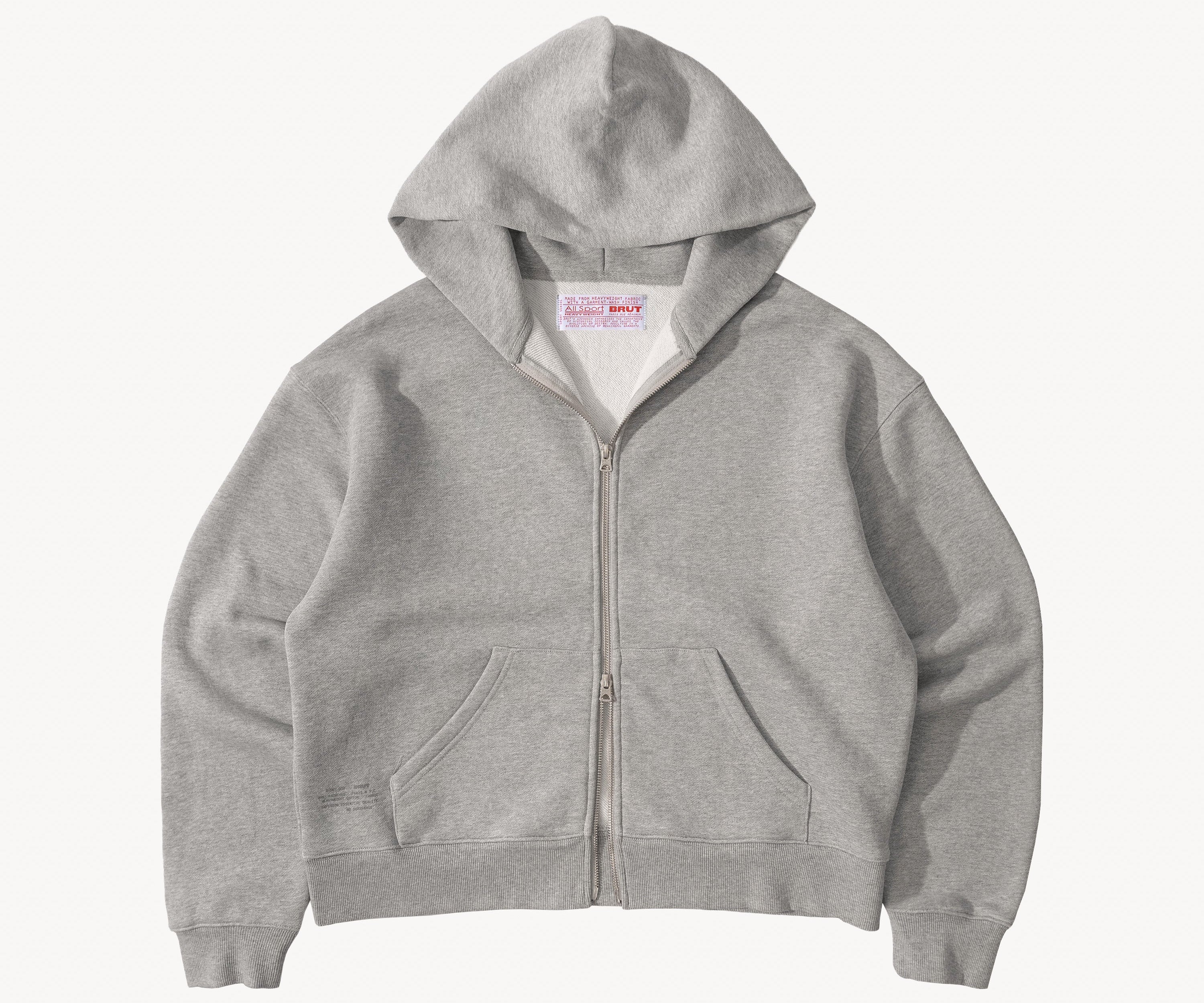 THE ZIP SWEAT Sweatshirts X-SMALL / DARK HEATHER GREY - BRUT Clothing US