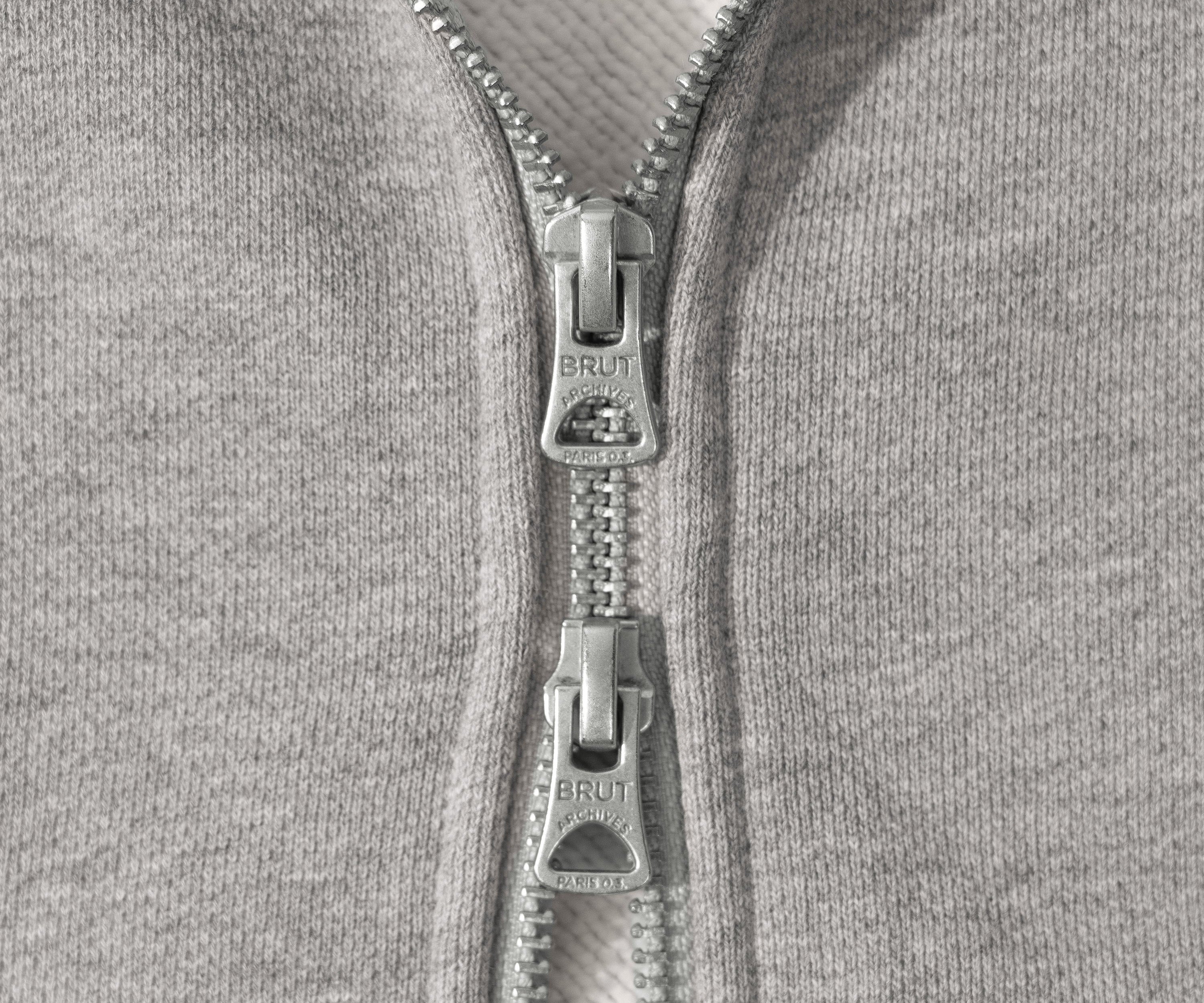 THE ZIP SWEAT Sweatshirts X-SMALL / DARK HEATHER GREY - BRUT Clothing US