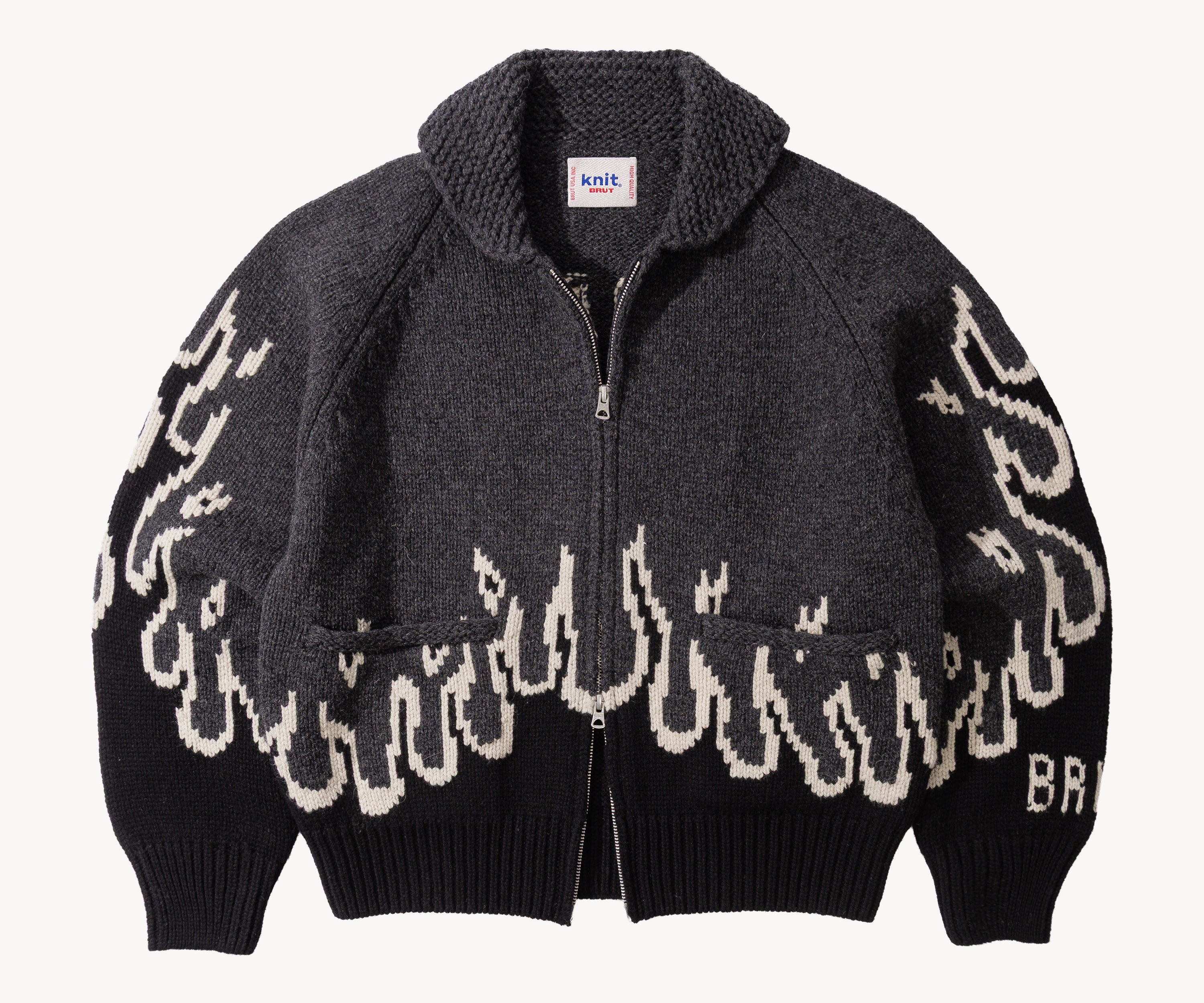 THE WARMEST ZIPPED SWEATER Knitwear SMALL / CHARCOAL / BLACK - BRUT Clothing US