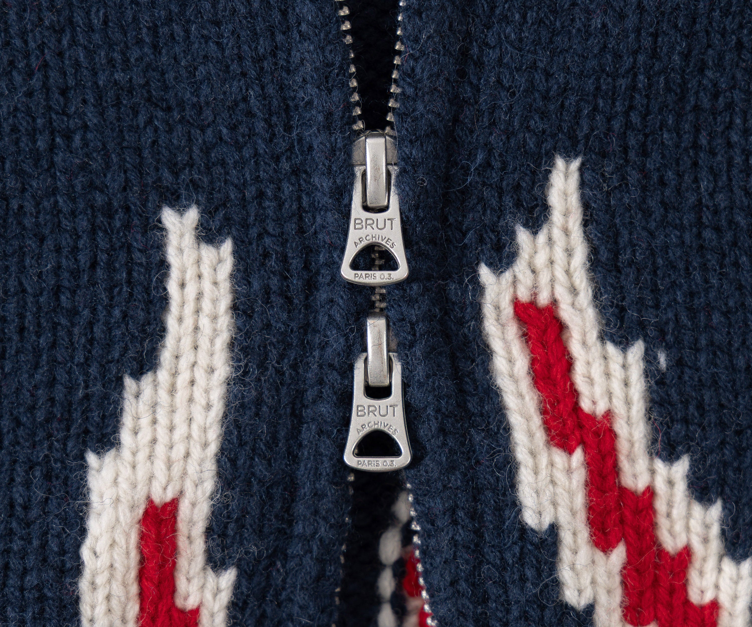 THE WARMEST ZIPPED SWEATER Knitwear SMALL / BLUE / RED - BRUT Clothing US