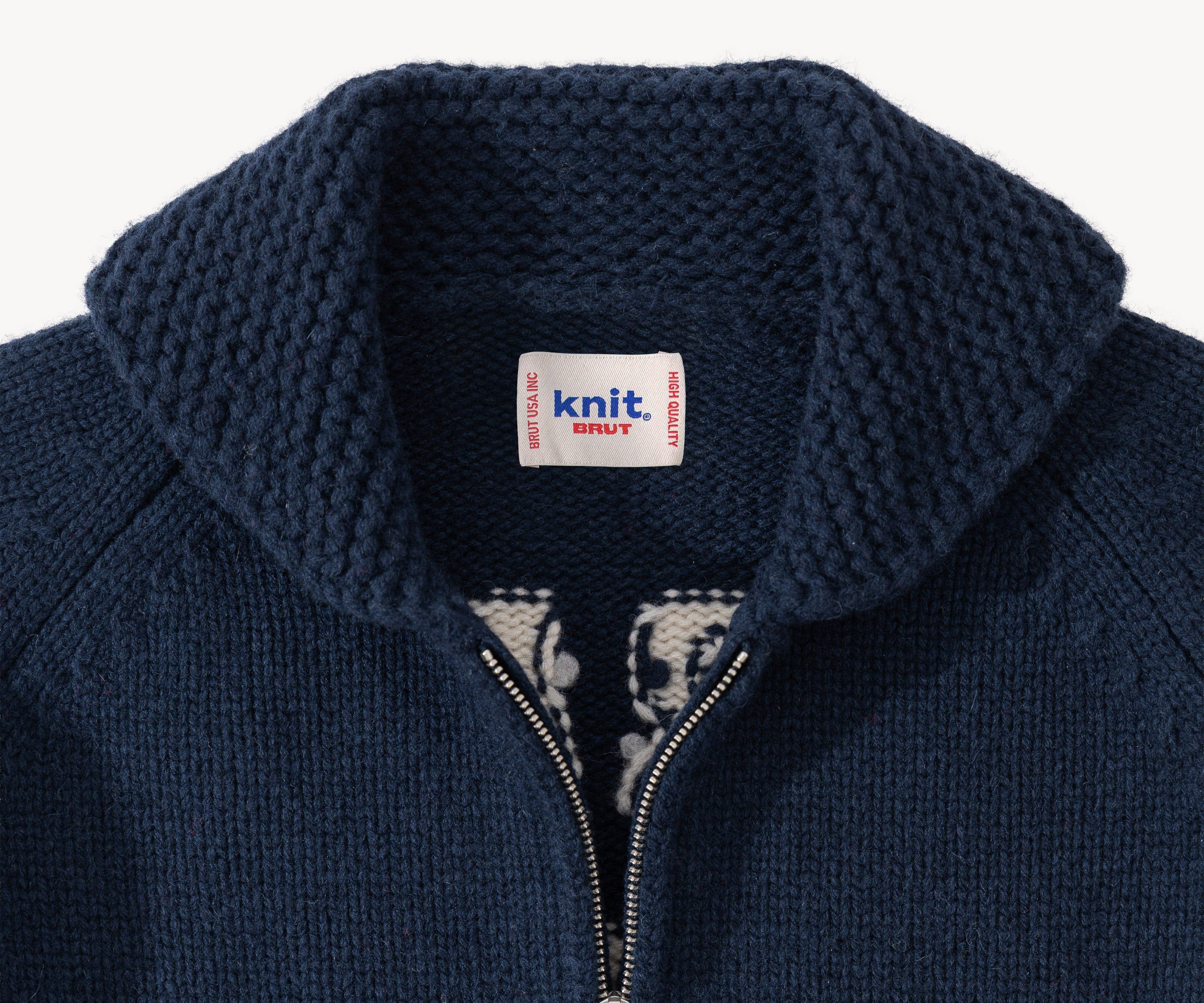 THE WARMEST ZIPPED SWEATER Knitwear SMALL / BLUE / RED - BRUT Clothing US