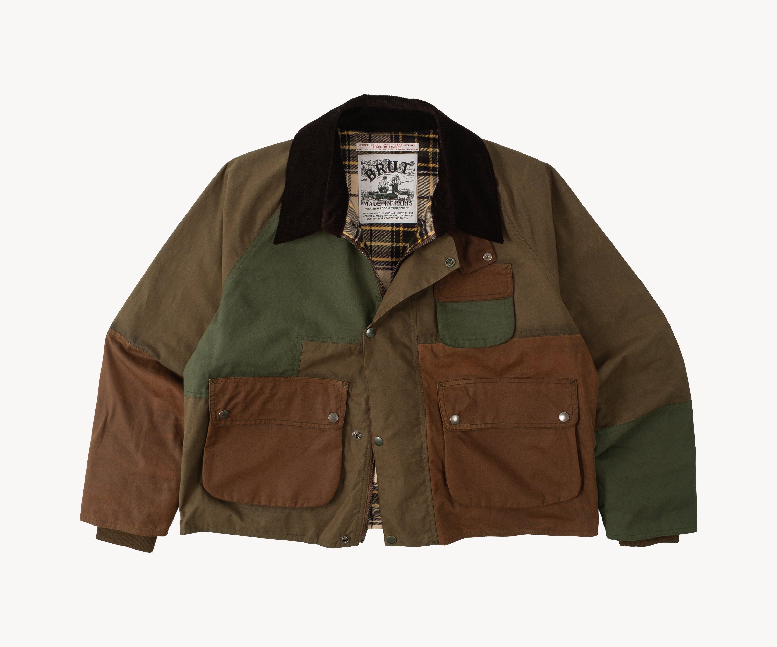 REWORK® WAX JACKET - V5 Coats & Jackets X-SMALL / BROWN / GREEN - BRUT Clothing US