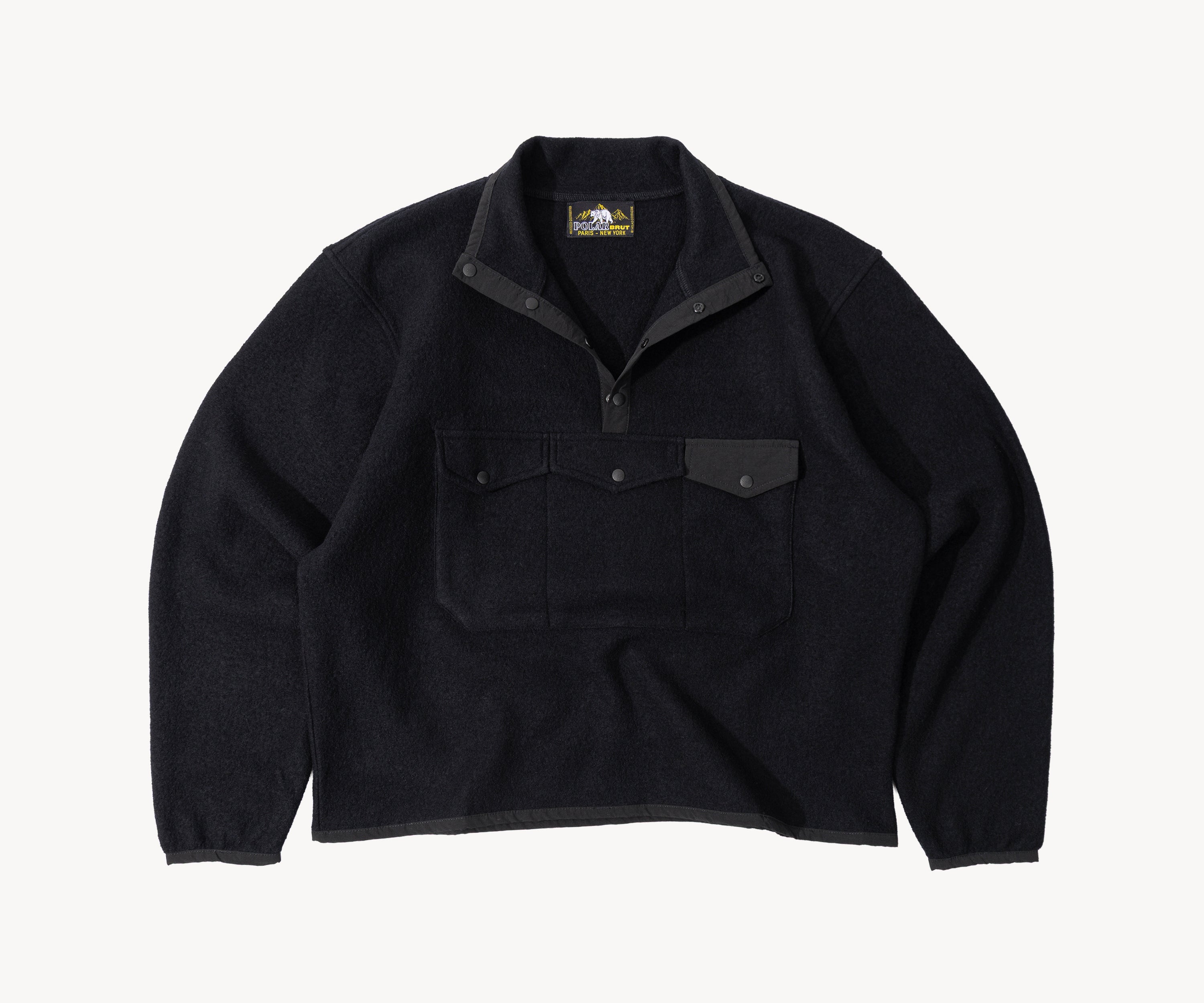THE WOOL BUTTON-UP FLEECE Knitwear X-SMALL / NAVY - BRUT Clothing US