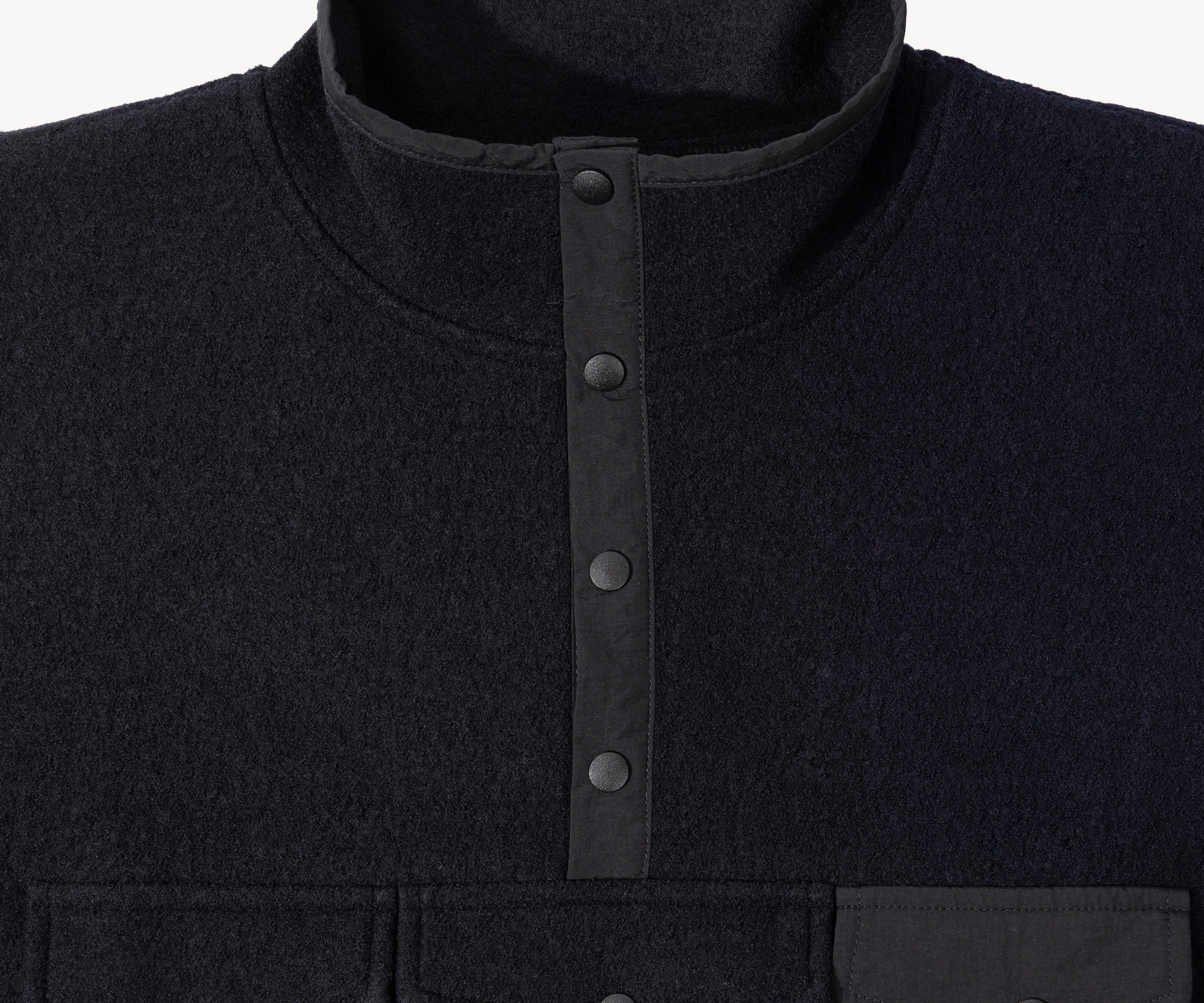 THE WOOL BUTTON-UP FLEECE Knitwear X-SMALL / NAVY - BRUT Clothing US