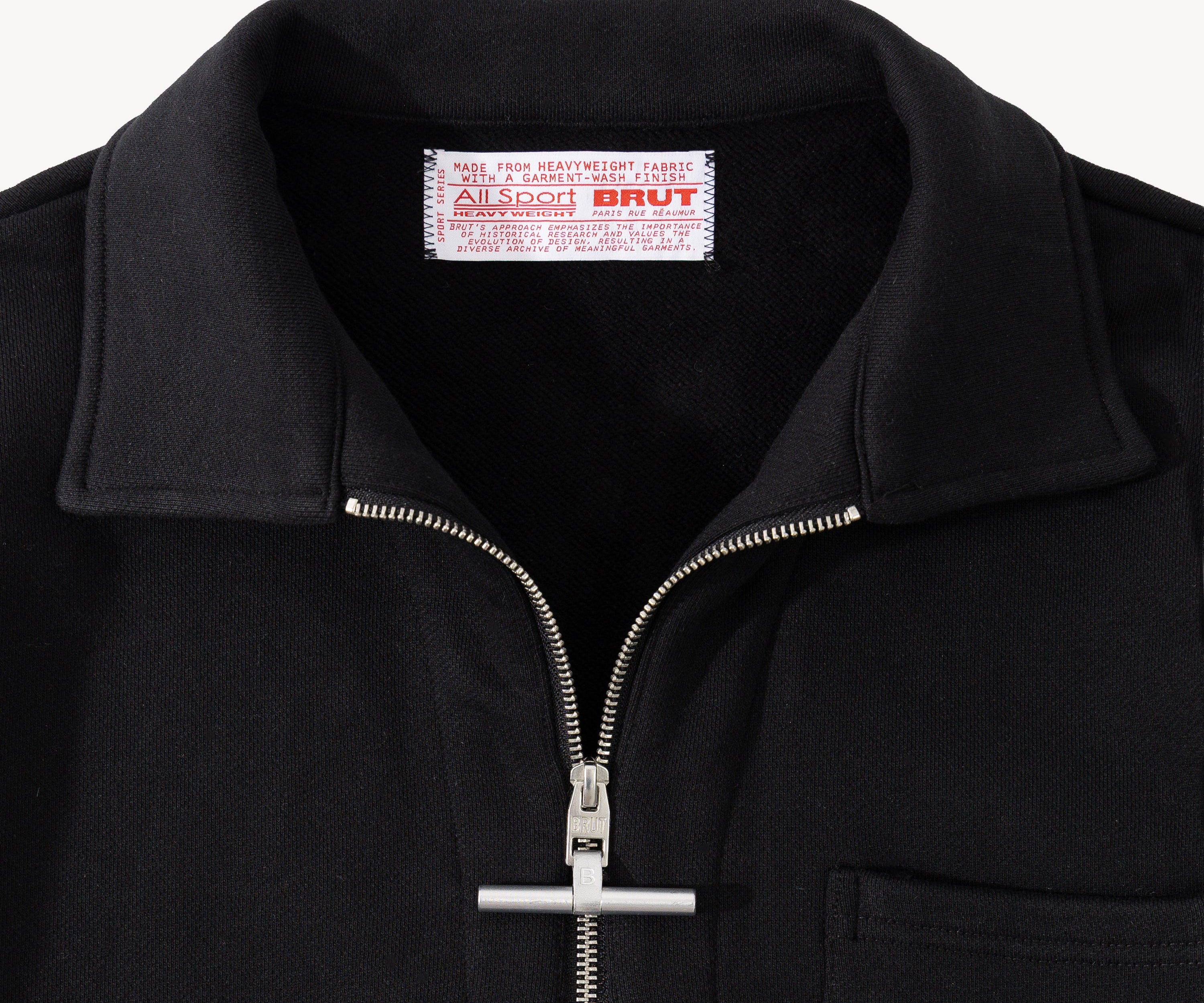 THE ZIPPED POLO Sweatshirts X-SMALL / BLACK - BRUT Clothing US