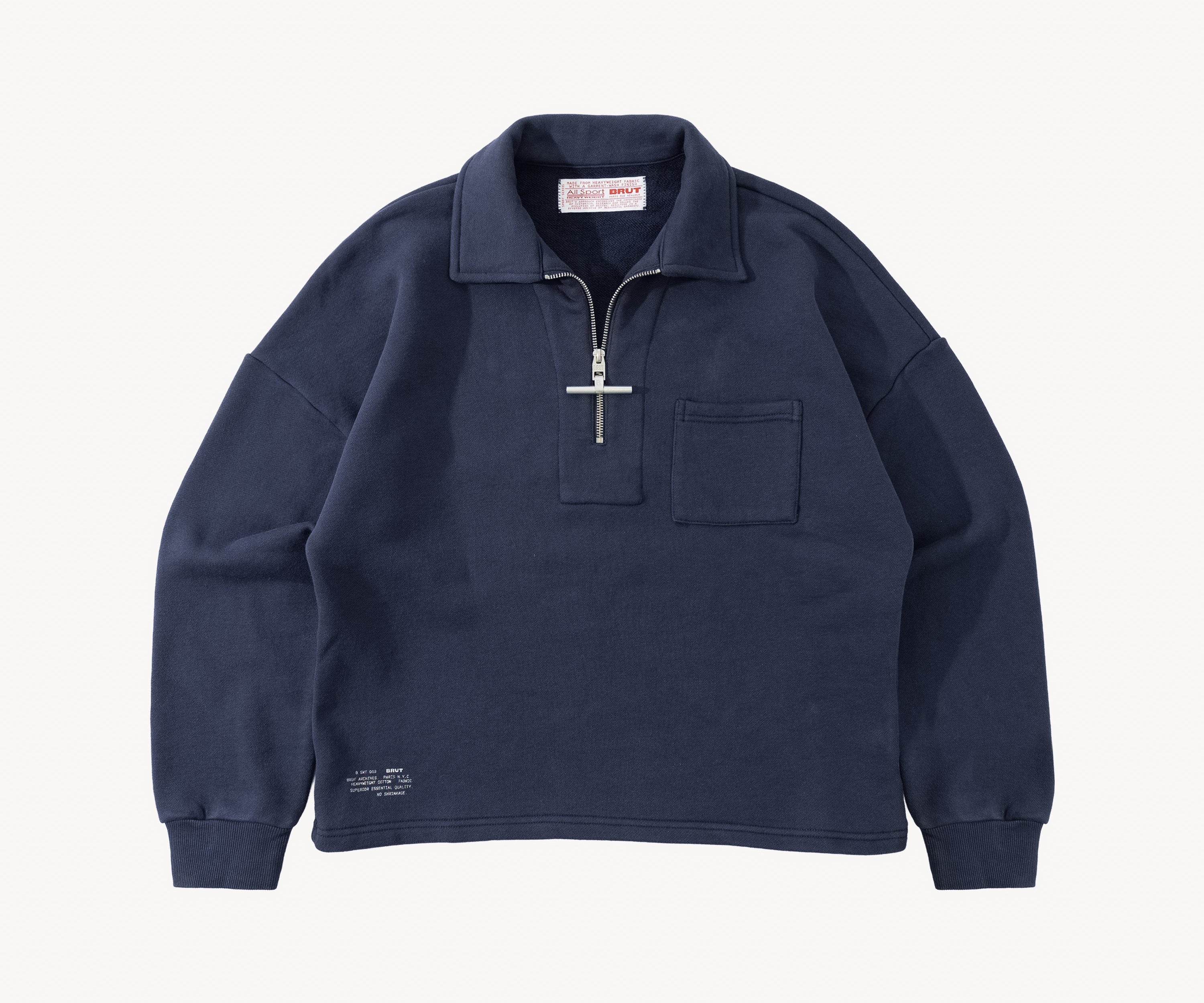 THE ZIPPED POLO Sweatshirts X-SMALL / NAVY - BRUT Clothing US