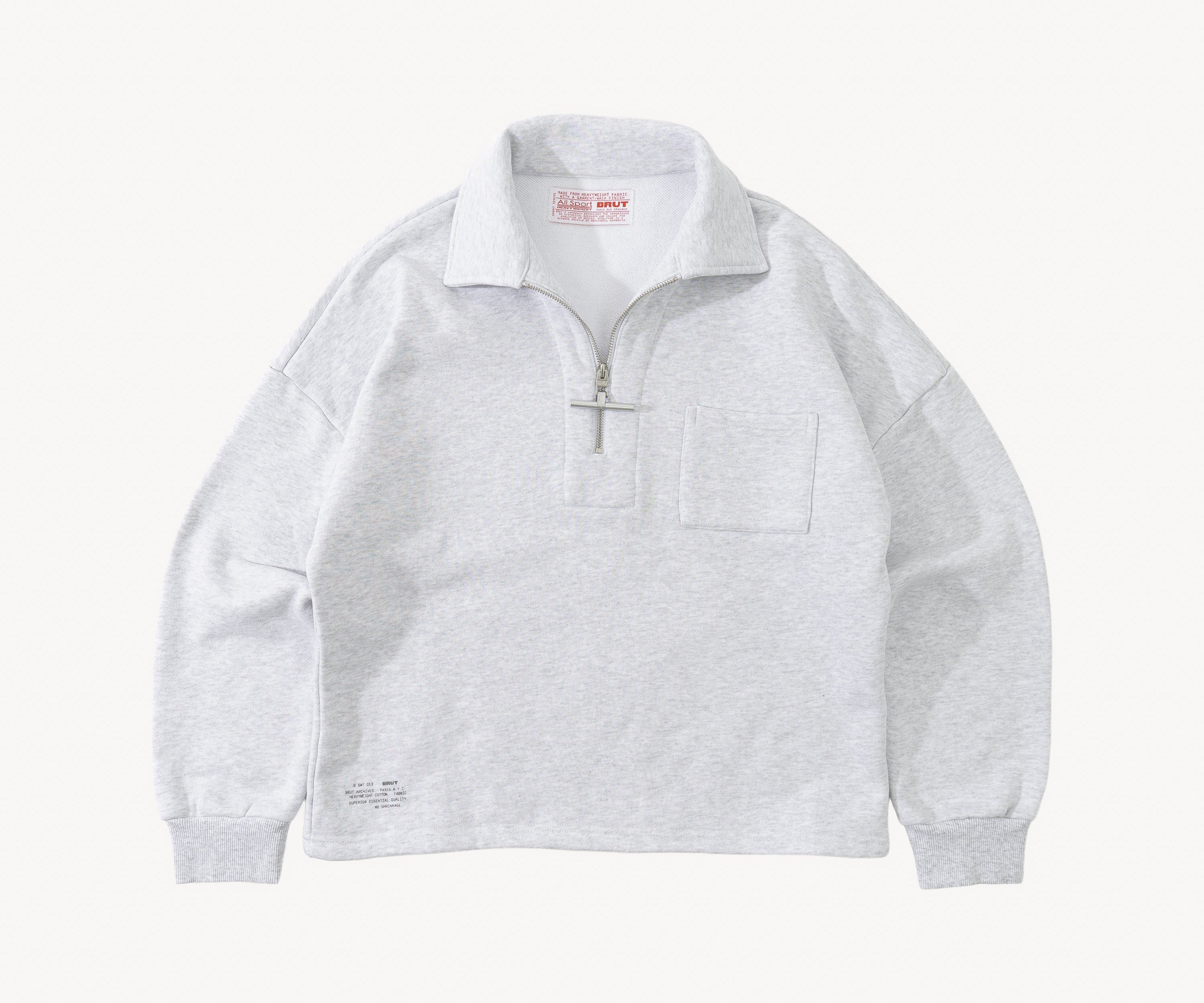 THE ZIPPED POLO Sweatshirts X-SMALL / HEATHER GREY - BRUT Clothing US