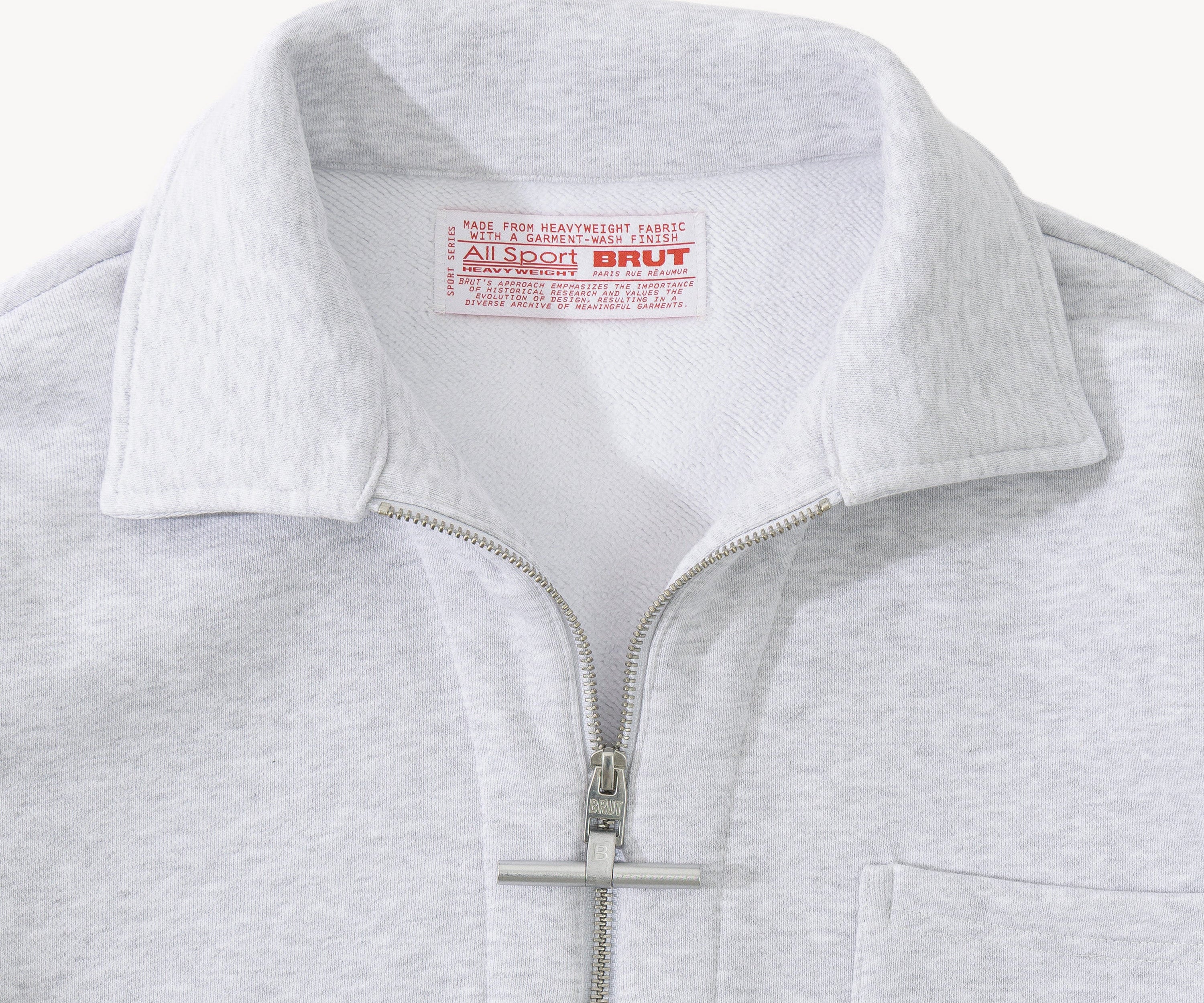 THE ZIPPED POLO Sweatshirts X-SMALL / HEATHER GREY - BRUT Clothing US