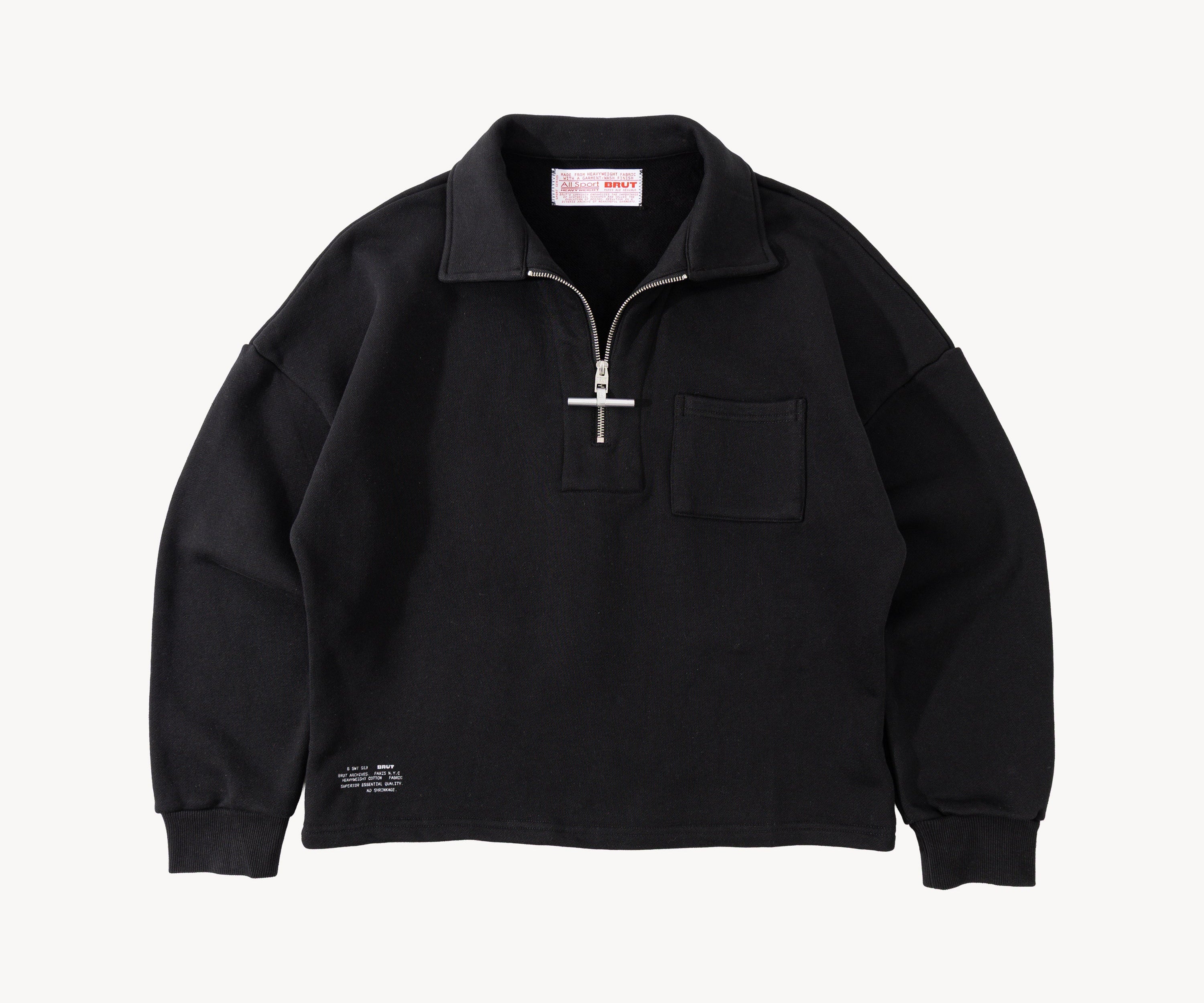 THE ZIPPED POLO Sweatshirts X-SMALL / BLACK - BRUT Clothing US